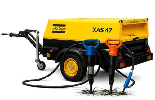 Atlas Copco XAS47 с отбойными молотками